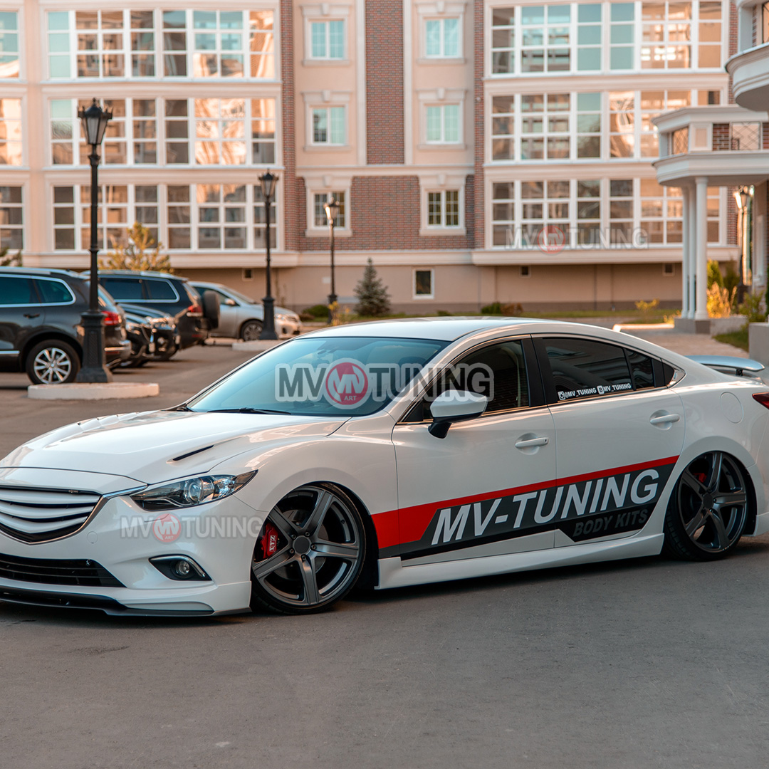 Комплект обвеса Lite Style для Mazda 6 / Atenza GJ (2012 - 2018), Клыки пер + зад, пороги, сплиттер