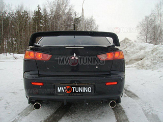 Накладка на задний бампер в стиле var №1 EVO Текстурный пластик Mitsubishi Lancer X (2007-2016)