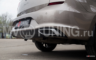BLACK. Имитация насадок глушителя(выхлопа) крашенные для VW Polo Liftback 2020 - 2023
