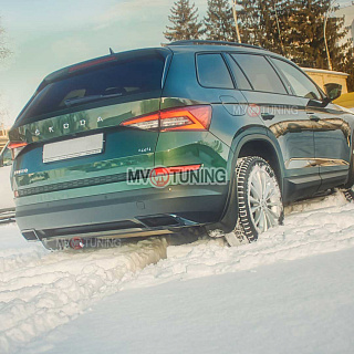 SILVER. Имитация насадок глушителя(выхлопа) крашенные для Skoda Kodiaq I поколение 2016 - 2023