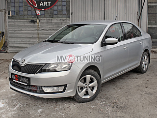 Спойлер(сплиттер) переднего бампера Skoda Rapid (2012 - 2021) (текстурный пластик)