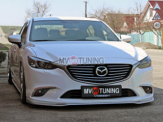 Комплект сплиттеров(передний и боковые-сплиттеры (пороги) Mazda 6 / Atenza GJ (2012 - 2018) + УСТАНОВОЧНЫЙ КОМПЛЕКТ