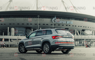 Диффузор заднего бампера для Skoda Kodiaq (2016-2024) Черный глянец