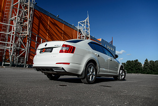Snow Silver. Имитация насадок глушителя Skoda Octavia III A7 (2013 - 2023) крашенные