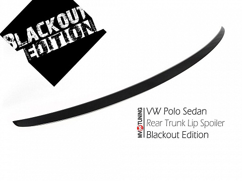 BLACKOUT EDITION. Лип спойлер "RedLine" крашенный Черный глянец VW Polo Sedan (2010 - 2020) + УСТАНОВОЧНЫЙ КОМПЛЕКТ