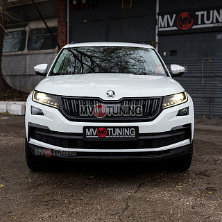 Накладки на фары Skoda Kodiaq (2016-2021) комплект (фара + птф) Dark Smoke