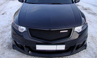 Юбка переднего бампера "Mugen Style" Honda Accord 8 (VIII) / Acura TSX (CU/CW) (2008-2010) + установочный комплект