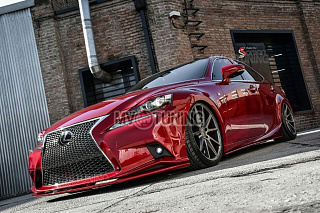 Крашенный комплект. Реснички на фары Lexus IS 3(III) (2013-2016) ЦВЕТ Красный 3R1 + УСТАНОВОЧНЫЙ КОМПЛЕКТ