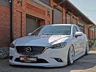 Комплект сплиттеров(передний и боковые-сплиттеры (пороги) Mazda 6 / Atenza GJ (2012 - 2018) + УСТАНОВОЧНЫЙ КОМПЛЕКТ