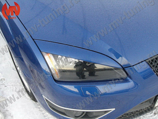 Реснички на фары var№2 широкие Ford Focus 2  (2004-2008) + УСТАНОВОЧНЫЙ КОМПЛЕКТ