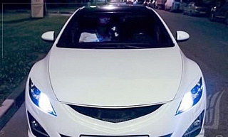 Решетка радиатора Sport (СЕТКА В КОМПЛЕКТЕ) var №1 Mazda 6 (2008-2012) + УСТАНОВОЧНЫЙ КОМПЛЕКТ