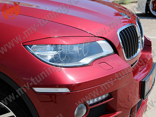 Реснички на фары(для LED оптики) var №2 BMW X6 E71 (2008-2014) + УСТАНОВОЧНЫЙ КОМПЛЕКТ