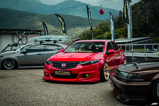 Юбка переднего бампера "Mugen Style" Honda Accord 8 (VIII) / Acura TSX (CU/CW) (2008-2010) + установочный комплект