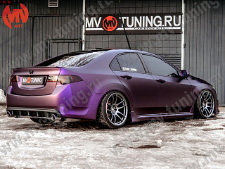 Диффузор с килями заднего бампера Honda Accord 8 (VIII) / Acura TSX (CU) (2008-2013) + УСТАНОВОЧНЫЙ КОМПЛЕКТ