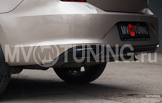 SILVER. Имитация насадок глушителя(выхлопа) крашенные для VW Polo Liftback 2020 - 2023