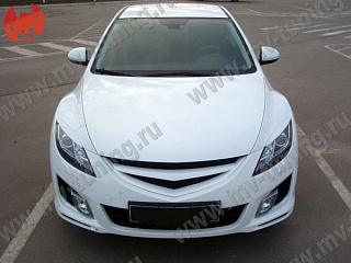 Решетка радиатора Sport (БЕЗ СЕТКИ) var №2 Mazda 6 (2008-2012) + УСТАНОВОЧНЫЙ КОМПЛЕКТ